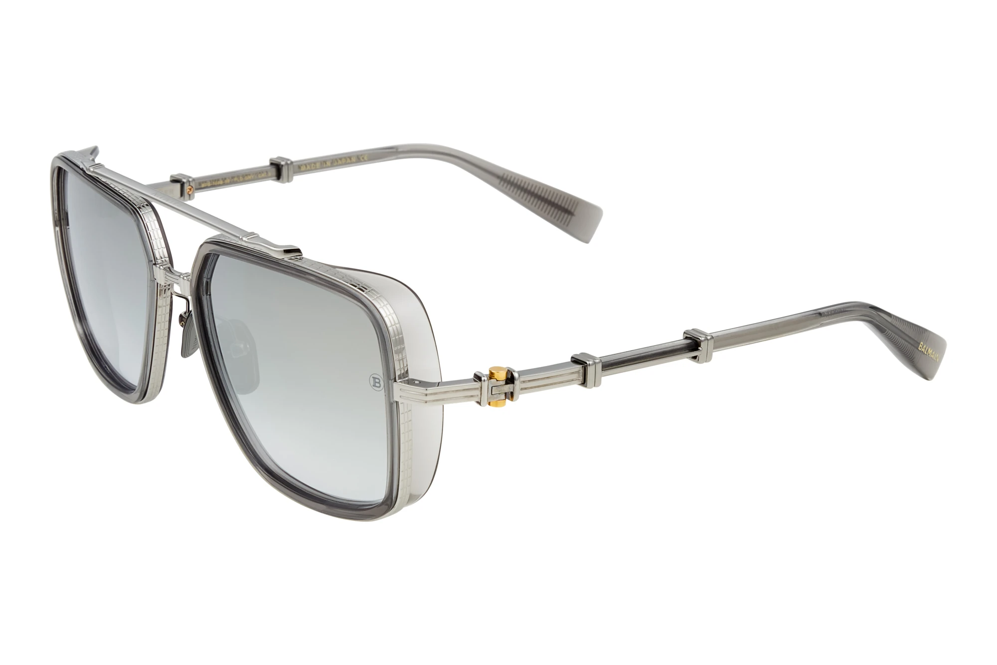 Balmain Paris BPS-108 B Dark Grey - White Gold Flash Mirror - ARBlack Palladium - Crystal Grey Balmain Paris BPS-108 B Dark Grey - White Gold Flash Mirror - ARBlack Palladium - Crystal Grey