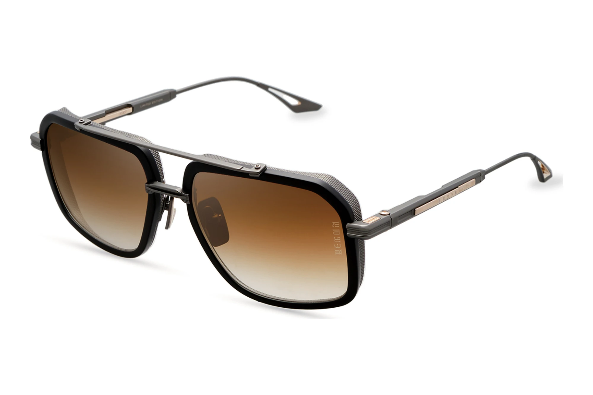 DITA-EPILUXURY DES-013 02A DARK BROWN TO CLEAR GRADIENT - GOLD ARMATTE BLACK - BLACK IRON DITA-EPILUXURY DES-013 02A DARK BROWN TO CLEAR GRADIENT - GOLD ARMATTE BLACK - BLACK IRON
