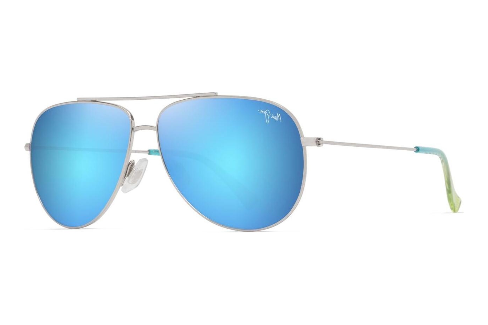 Maui Jim Hauoli B665-17B Blue HawaiiShiny Silver w/Blue & Green Maui Jim Hauoli B665-17B Blue HawaiiShiny Silver w/Blue & Green