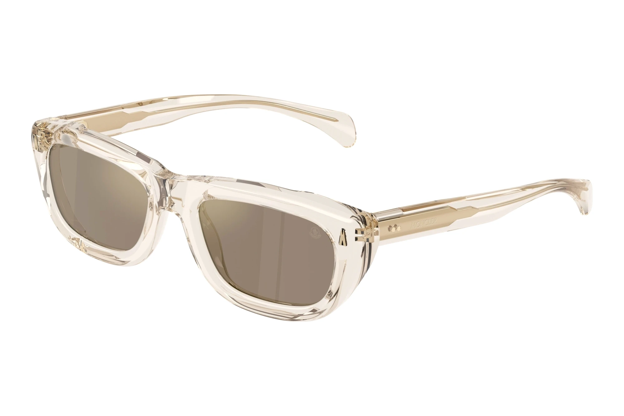 Moncler ME6037 30035A Light Brown Mirror GoldShiny Transparent Off White Moncler ME6037 30035A Light Brown Mirror GoldShiny Transparent Off White