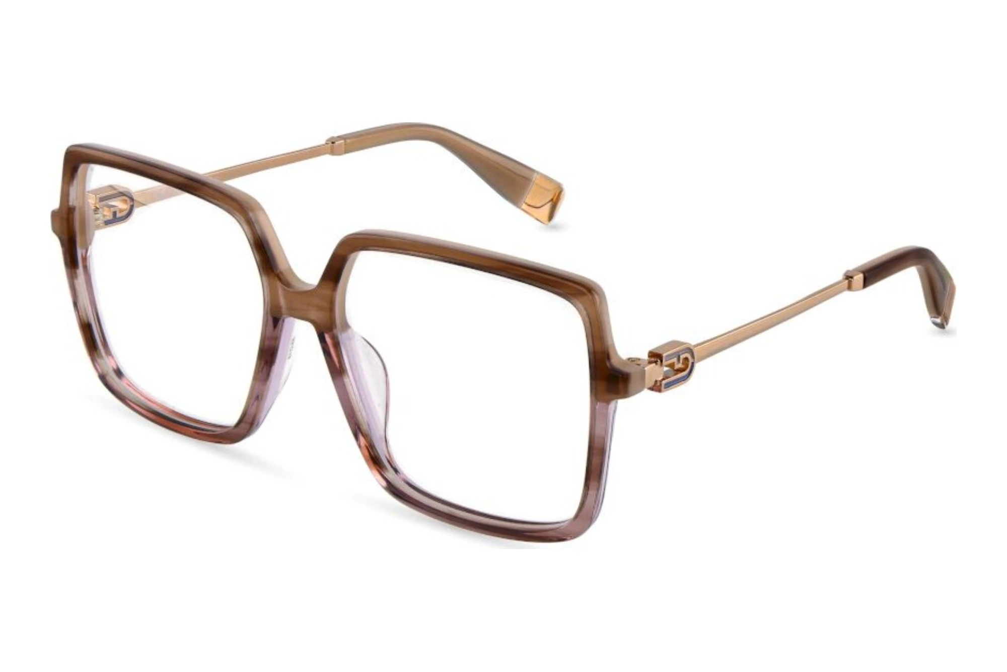 Furla   VFU872 099G STRIPED BROWN TOP ON TRANSP.AQUAMARINE