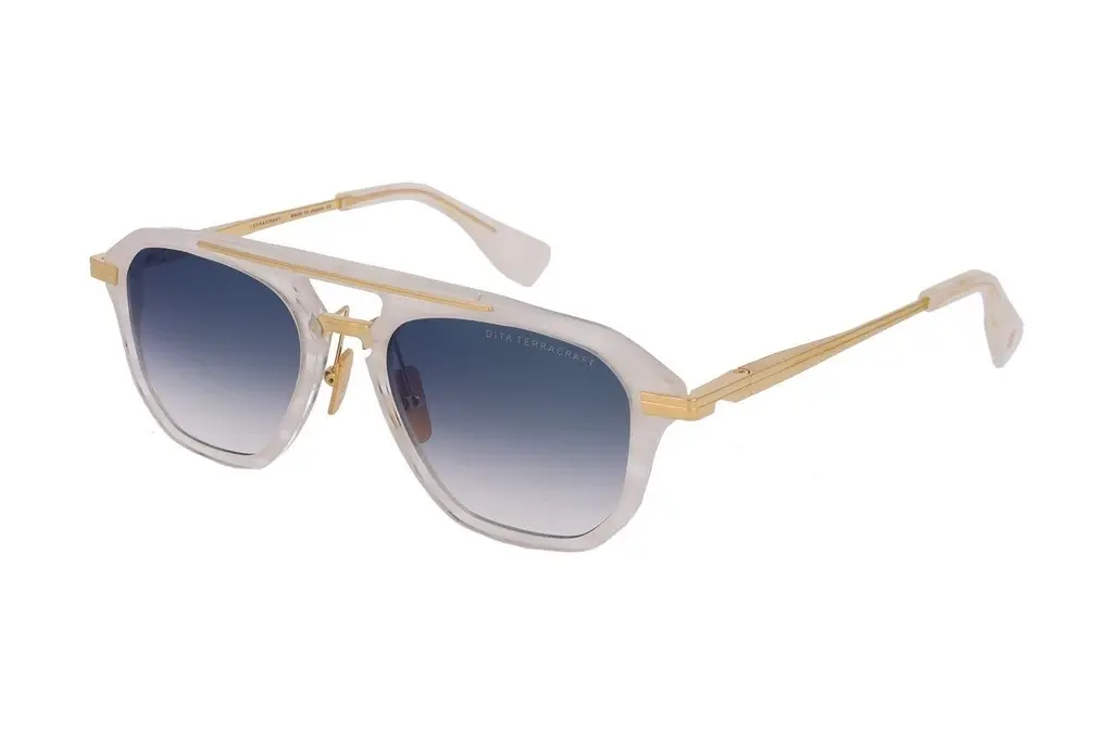 DITA   DTS-416 02A DARK GREY TO CLEAR GRADIENT - DEEP BLUE FLASHWHITE SWIRL - YELLOW GOLD