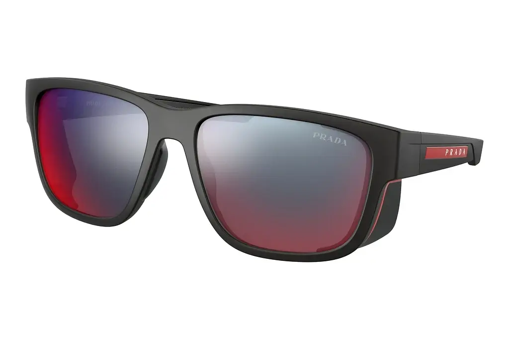 Prada Linea Rossa   PS 07WS DG008F Dark Grey Mirror Blue/RedBlack Rubber