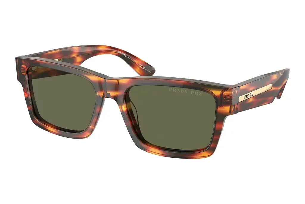 Prada   PR 25ZS 16S03R Green PolarizedStriped Briar Tortoise