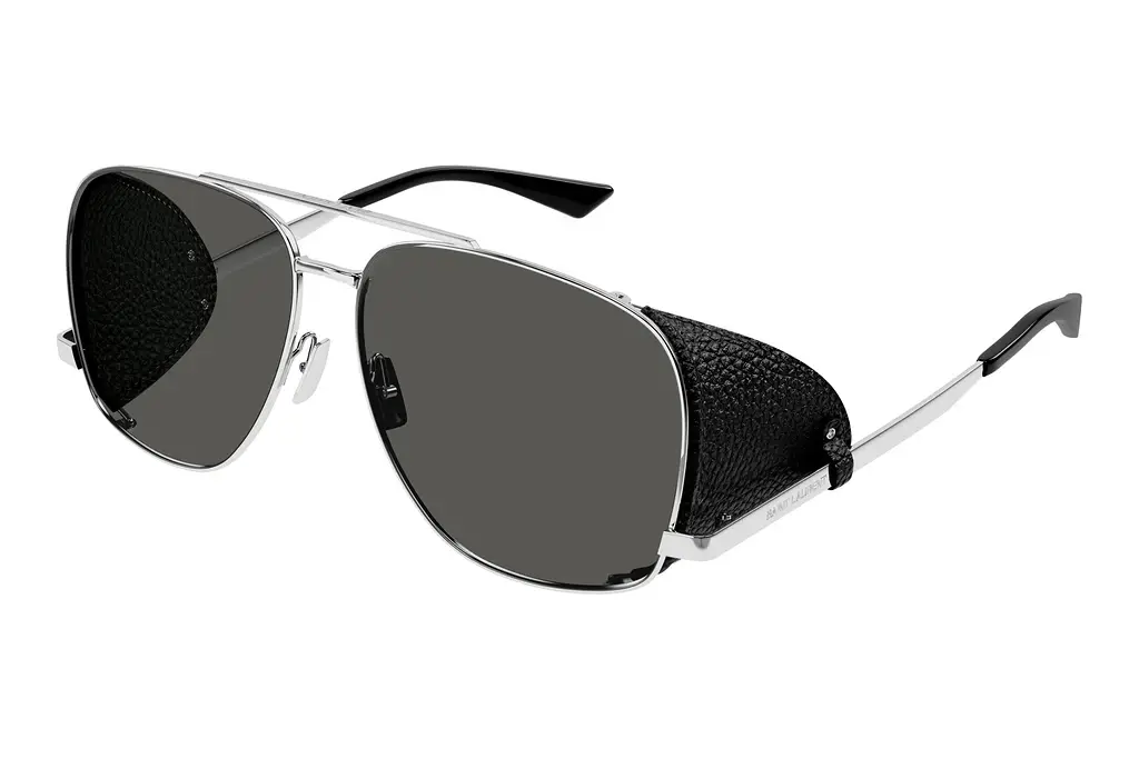 Saint Laurent   SL 653 LEON LEATHER SPOILER 001 SILVER