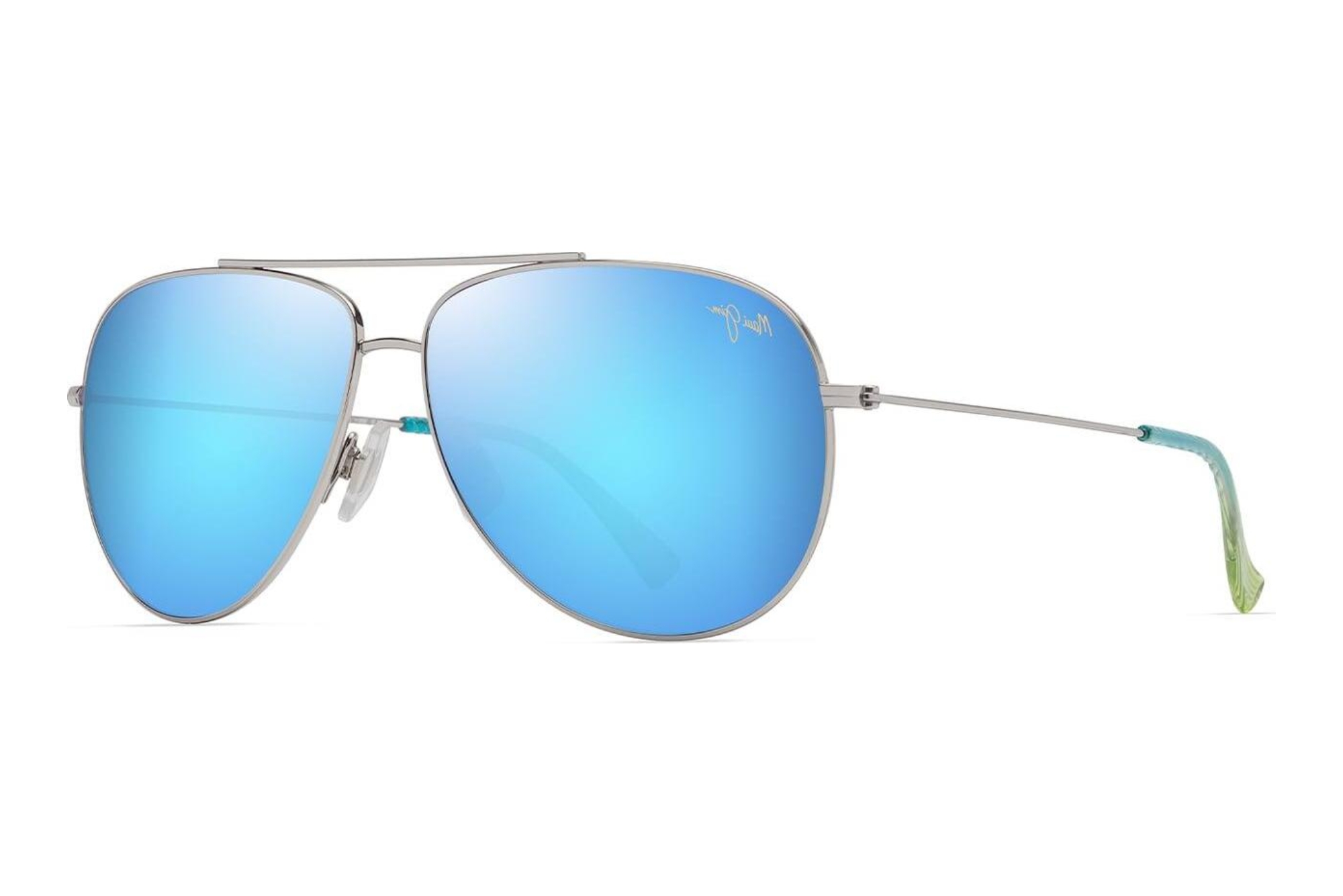 Maui Jim   Hauoli XL B674-17B Blue HawaiiShiny Silver w/Blue & Green