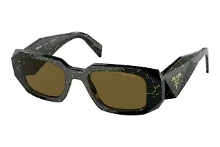 Prada PR 17WS 19D01T Dark BrownBlack/Yellow Marble